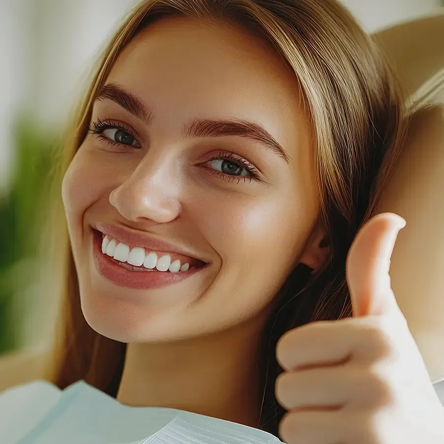 Happy patient after successful emergency dental care near Falls Church